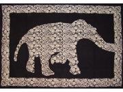 Floral Elephant Tapestry Cotton Spread or Wall Hanging 90 x 60 Black