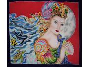 Authentic Batik Textile Art Water Goddess 43 x 39 Multi Color