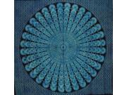 Sanganeer Mandala Tapestry Cotton Bedspread 88 x 82 Full Turquoise