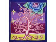 Authentic Batik Textile Art Tree of Prosperity 36 x 33 Multi Color