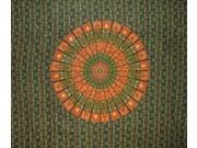 Indian Mandala Print Tapestry Cotton Bedspread 92 x 82 Full Green
