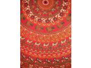 Indian Mandala Print Round Cotton Tablecloth 80 Red