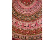 Indian Mandala Print Round Cotton Tablecloth 80 Red