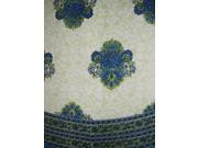 Mediterranean Style Round Cotton Tablecloth 88 Blue and Green