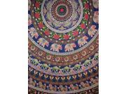Indian Mandala Print Round Cotton Tablecloth 80 Blue