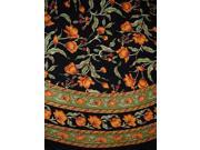 French Floral Round Cotton Tablecloth 88 Amber on Black