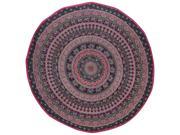 Indian Mandala Print Round Cotton Tablecloth 80 Eggplant