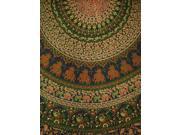 Indian Mandala Print Round Cotton Tablecloth 80 Green