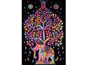 Elephant Tie Dye Tree Cotton Wall Hanging 76 x 52 Multi Color