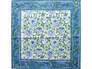 Primitive Floral Hand Block Printed Cotton Table Napkin 20 x 20 Blue