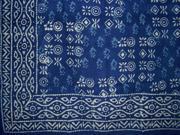 Hand Block Printed Square Dabu Cotton Tablecloth 70 x 70 Indigo Blue