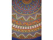 Indian Mandala Print Round Cotton Tablecloth 88 Blue