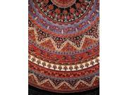 Indian Mandala Print Round Cotton Tablecloth 88 Brown