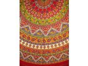 Indian Mandala Print Round Cotton Tablecloth 88 Red