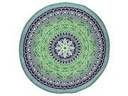 Indian Mandala Print Round Cotton Tablecloth 80 Green