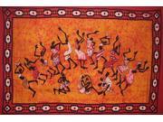 Tribal Dance Tapestry Cotton Wall Hanging 85 x 55 Single Orange
