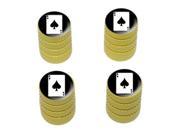 Ace of Spades Playing Cards Tire Rim Valve Stem Caps Yellow