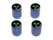 Zombie Outbreak Response Vehicle Green Biohazard Tire Rim Valve Stem Caps Blue