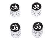 Om Aum Yoga Namaste White on Black Tire Valve Stem Caps Aluminum