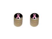Breast Cancer Pink Ribbon on Black Tire Valve Stem Caps Motorcycle Bike Bicycle Gold