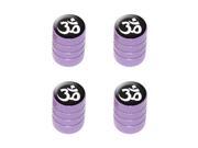 Om Aum Yoga Namaste White on Black Tire Valve Stem Caps Purple
