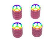 Peace Sign Rainbow Tire Rim Valve Stem Caps Pink