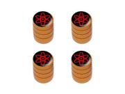 Atomic Symbol Black Red Tire Rim Valve Stem Caps Orange