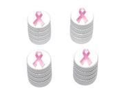 Breast Cancer Ribbon Tire Rim Valve Stem Caps White