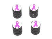 Breast Cancer Ribbon Tire Rim Valve Stem Caps Black