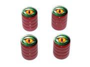 Lizard Yellow Eye Green Scales Tire Rim Valve Stem Caps Red