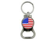 American USA Flag Bottle Cap Opener Keychain Ring