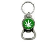 Marijuana Leaf Bottle Cap Opener Keychain Ring