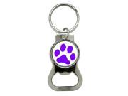 Paw Print Purple Bottle Cap Opener Keychain Ring