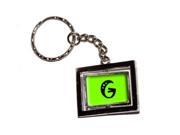 Letter G Initial Lime Green Keychain Key Chain Ring