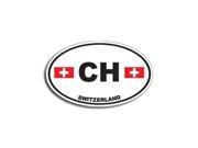 CH SWITZERLAND Country Oval Flag Sticker 5.5 width X 3.5 height