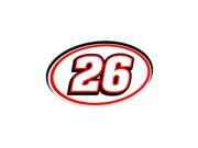 26 Racing Number Red Black Sticker 5.5 width X 3.25 height