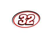 32 Racing Number Red Black Sticker 5.5 width X 3.25 height