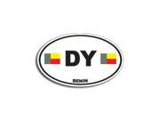 DY BENIN Country Oval Flag Sticker 5.5 width X 3.5 height