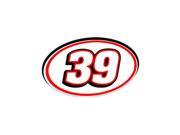 39 Racing Number Red Black Sticker 5.5 width X 3.25 height