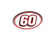 60 Racing Number Red Black Sticker 5.5 width X 3.25 height