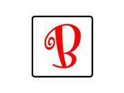 Letter Initial B Red Black Sticker 4.5 width X 4.5 height