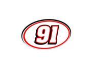 91 Racing Number Red Black Sticker 5.5 width X 3.25 height