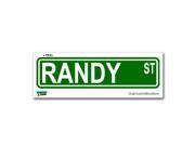 Randy Street Road Sign Sticker 8.25 width X 2 height