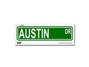 Austin Street Road Sign Sticker 8.25 width X 2 height