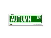 Autumn Street Road Sign Sticker 8.25 width X 2 height
