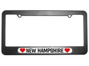 New Hampshire Love with Hearts License Plate Tag Frame