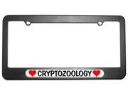 Cryptozoology Love with Hearts License Plate Tag Frame