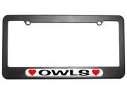 Owls Love with Hearts License Plate Tag Frame