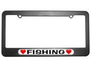 Fishing Love with Hearts License Plate Tag Frame