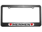 Mermen Love with Hearts License Plate Tag Frame